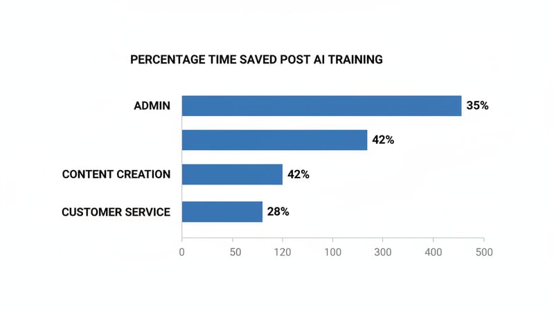 Bar chart showing productivity time savings across admin, content, and customer service